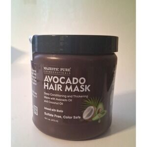 MAJESTIC PURE Avocado Hair Mask Biotin Sulfate Free Color Safe 16 fl oz New